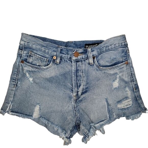 Blank NYC high rise distressed/ripped denim jean cut off shorts size 26 - Picture 1 of 4